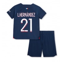 Stroje piłkarskie Paris Saint-Germain Lucas Hernandez #21 Koszulka Podstawowej dla dzieci 2023-24 Krótki Rękaw (+ szorty)